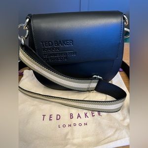 Ted Baker Darrell branded webbing crossbody- black leather